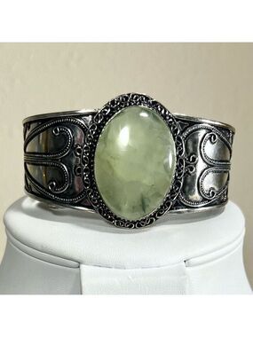 Vintage Style Prehnite 925 Gemstone Bangle